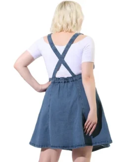 Agnes Orinda Women's Plus Size Denim Suspender Side Button Adjustable Strap Jeans Overall Jumper -Agnes Orinda GUEST af0ec9fb 2a84 4822 a40d 9001f716ae1e