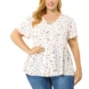 Agnes Orinda Women's Plus Size V Neck Ruffle Hem Short Sleeve Cinched Waist Floral Peplum Top 1 Agnes Orinda Women's Plus Size V Neck Ruffle Hem Short Sleeve Cinched Waist Floral Peplum Top -Agnes Orinda GUEST afc6f833 0330 4679 a210 06375a08155d