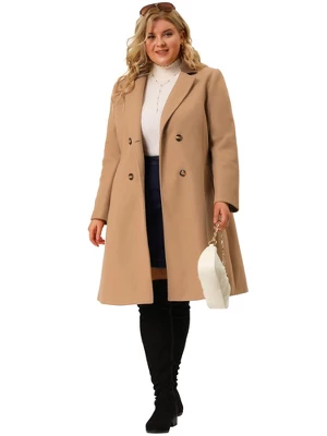 Agnes Orinda Women's Plus Size Fashion Notched Lapel Double Breasted Pea Coat 4 Agnes Orinda Women's Plus Size Fashion Notched Lapel Double Breasted Pea Coat - Image 2