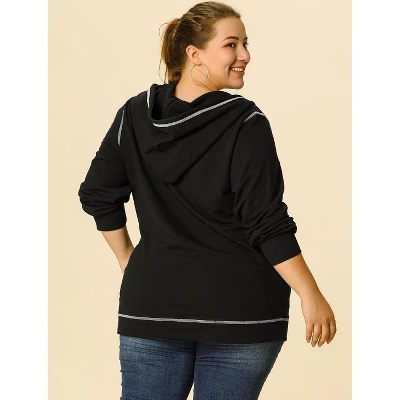 Agnes Orinda Women's Plus Size Hoodie Zip Front Long Sleeve With Pockets Track Jacket 6 Agnes Orinda Women's Plus Size Hoodie Zip Front Long Sleeve With Pockets Track Jacket - Image 4