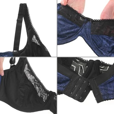 Agnes Orinda Women's Plus Size Underwire Retro Lace Trim Push-Up Bra And Panty Set 4 Agnes Orinda Women's Plus Size Underwire Retro Lace Trim Push-Up Bra And Panty Set - Image 2