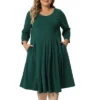 Agnes Orinda Women's Plus Size 3/4 Sleeve Round Neck With Pocket Flowy Dress 1 Agnes Orinda Women's Plus Size 3/4 Sleeve Round Neck With Pocket Flowy Dress -Agnes Orinda GUEST b52f346c 37ae 4ad5 a7c3 b59884c229cc