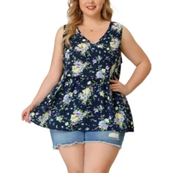 Agnes Orinda Women's Plus Size V Neck Sleeveless Flare Floral Peplum Tank Tops 13 Agnes Orinda Women's Plus Size V Neck Sleeveless Flare Floral Peplum Tank Tops -Agnes Orinda GUEST b5c708f1 1de1 4f37 b7f9 e6593a301003