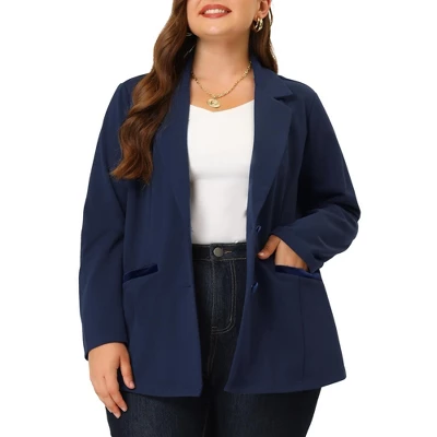 Agnes Orinda Women's Plus Size Button Down Notched Lapel Office Blazers 3 Agnes Orinda Women's Plus Size Button Down Notched Lapel Office Blazers