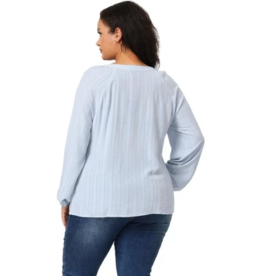Agnes Orinda Plus Size Top For Women Long Sleeve V Neck Full Placket Casual Shirts Tops Valentine Day 6 Agnes Orinda Plus Size Top For Women Long Sleeve V Neck Full Placket Casual Shirts Tops Valentine Day - Image 4