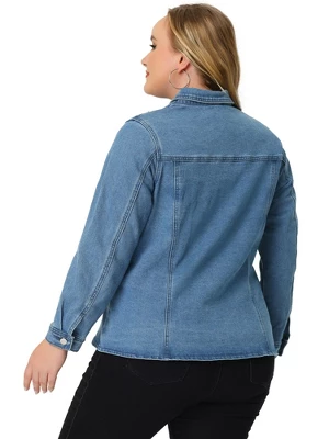 Agnes Orinda Plus Size Denim Jackets For Women Classic Button Up Solid Color Jean Jacket 5 Agnes Orinda Plus Size Denim Jackets For Women Classic Button Up Solid Color Jean Jacket - Image 3