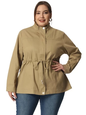 Agnes Orinda Women's Plus Size Winter Zipper Drawstring Waist Long Sleeve Utility With Pockets Fashion Jackets 14 Agnes Orinda Women's Plus Size Winter Zipper Drawstring Waist Long Sleeve Utility With Pockets Fashion Jackets - Image 12
