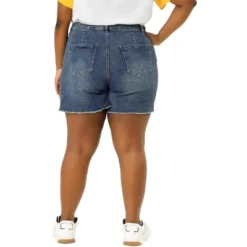 Agnes Orinda Women's Plus Size Raw Hem Slash Pocket Casual Denim Shorts -Agnes Orinda GUEST bc1510e8 f5b9 47da b062 a10e406f480d