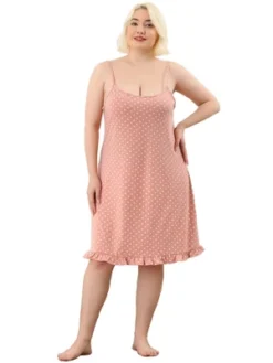 Agnes Orinda Women's Plus Size Comfort Ruffle Hem Polka Dots Sleeveless Nightgown -Agnes Orinda GUEST bc587781 9e01 4bd3 8711 bde5dbe5c462