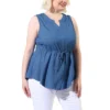 Agnes Orinda Women's Plus Size Shirts Denim V Neck Drawstring Waist Sleeveless Chambray Tops 2 Agnes Orinda Women's Plus Size Shirts Denim V Neck Drawstring Waist Sleeveless Chambray Tops -Agnes Orinda GUEST bcae5bda 618a 4726 89af ac7feb626645