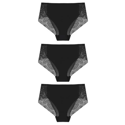 Agnes Orinda Women's 3-Pack Lace Trim Mid-Rise Seamless Brief Stretchy Underwear 10 Agnes Orinda Women's 3-Pack Lace Trim Mid-Rise Seamless Brief Stretchy Underwear - Image 8