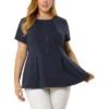 Agnes Orinda Women's Plus Size Pintuck Half Placket Button Front Peplum Blouses -Agnes Orinda GUEST bcffd324 cb30 4a8e 8f26 78c24cca90e8