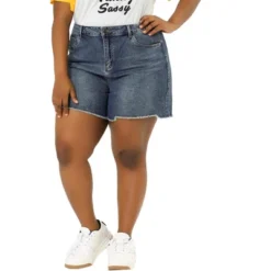Agnes Orinda Women's Plus Size Raw Hem Slash Pocket Casual Denim Shorts -Agnes Orinda GUEST bd423a2b 06ad 4247 9194 515b8ef6b5fc