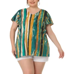 Agnes Orinda Women's Plus Size Cute Short Sleeve Casual Stripe Tops -Agnes Orinda GUEST bda5285b b488 48a4 b990 bf98cea3f05e