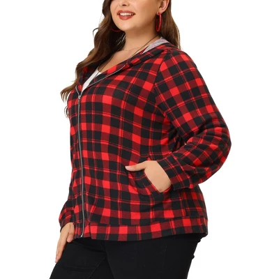 Agnes Orinda Women's Plus Size Casual Plaid Long Sleeve Zip Up Hoodies 3 Agnes Orinda Women's Plus Size Casual Plaid Long Sleeve Zip Up Hoodies