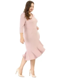 Agnes Orinda Women's Plus Size Cocktail V-neck Wrap Ruffled Midi Bodycon Dresses 12 Agnes Orinda Women's Plus Size Cocktail V-neck Wrap Ruffled Midi Bodycon Dresses -Agnes Orinda GUEST bdde6ef9 5930 4d89 9451 1741916b62bd