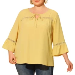 Agnes Orinda Women's Plus Size Holiday 3/4 Flare Sleeve Peasant Keyhole Tie Boho Blouse 11 Agnes Orinda Women's Plus Size Holiday 3/4 Flare Sleeve Peasant Keyhole Tie Boho Blouse -Agnes Orinda GUEST bddf89fe f0ee 407a 91b3 d16ce19a6075