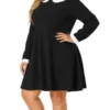 Agnes Orinda Women's Plus Size Peter Pan Collar A-Line Elegant Formal A Line Dress -Agnes Orinda GUEST be3502d9 e736 4ed6 8613 e726a164663f