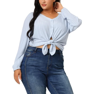 Agnes Orinda Plus Size Top For Women Long Sleeve V Neck Full Placket Casual Shirts Tops Valentine Day 8 Agnes Orinda Plus Size Top For Women Long Sleeve V Neck Full Placket Casual Shirts Tops Valentine Day - Image 6