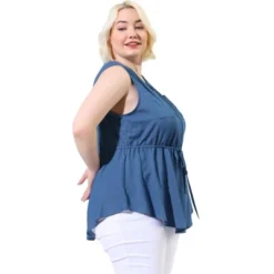 Agnes Orinda Women's Plus Size Shirts Denim V Neck Drawstring Waist Sleeveless Chambray Tops 10 Agnes Orinda Women's Plus Size Shirts Denim V Neck Drawstring Waist Sleeveless Chambray Tops -Agnes Orinda GUEST be7f741d b95d 469b bee8 a71ac7c474d9