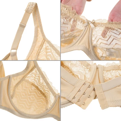 Agnes Orinda Women's Plus Size Underwire Push-Up Lace Trim Adjustable Straps Comfort Bra And Panty Set 4 Agnes Orinda Women's Plus Size Underwire Push-Up Lace Trim Adjustable Straps Comfort Bra And Panty Set - Image 2