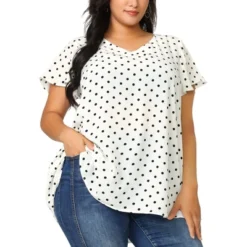 Agnes Orinda Women's Plus Size V Neck Tie Waist Polka Dots Blouse 13 Agnes Orinda Women's Plus Size V Neck Tie Waist Polka Dots Blouse -Agnes Orinda GUEST c04fdacc 9248 4043 99e2 3bb2f8081514