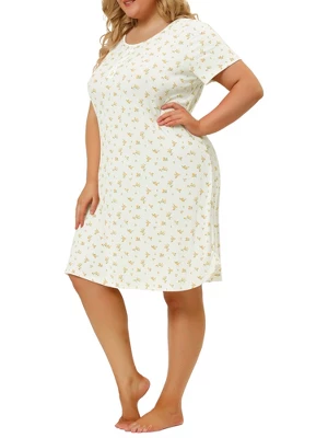 Agnes Orinda Women's Plus Size Short Sleeve Comfort Nightgown 3 Agnes Orinda Women's Plus Size Short Sleeve Comfort Nightgown