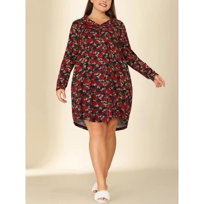 Agnes Orinda Women's Plus Size Floral Notched Lapel Button Up Nightgown 3 Agnes Orinda Women's Plus Size Floral Notched Lapel Button Up Nightgown