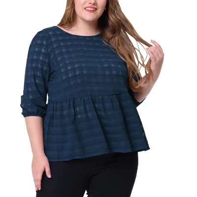Agnes Orinda Women's Plus Size Winter Fashion 3/4 Puff Sleeve Babydoll Blouses 9 Agnes Orinda Women's Plus Size Winter Fashion 3/4 Puff Sleeve Babydoll Blouses - Image 7