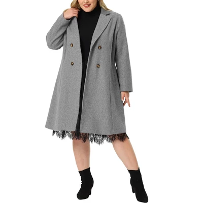 Agnes Orinda Women's Plus Size Fashion Notched Lapel Double Breasted Pea Coat 9 Agnes Orinda Women's Plus Size Fashion Notched Lapel Double Breasted Pea Coat - Image 7