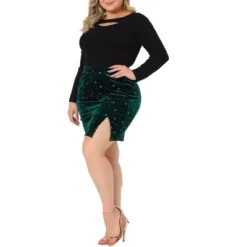Agnes Orinda Women's Plus Size Party Bodycon Velvet Mini Skirts