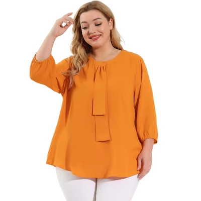 Agnes Orinda Women's Plus Size Work Round Neck Ruffle Chiffon Blouse Top 12 Agnes Orinda Women's Plus Size Work Round Neck Ruffle Chiffon Blouse Top - Image 10