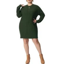 Agnes Orinda Women's Plus Size Long Sleeve Knit Pullover Short Sweater Dresses -Agnes Orinda GUEST c4575caa 354f 4efe 8d91 af1490033bbc