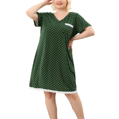 Agnes Orinda Womens Plus Size V Neck Polka Dots Short Sleeve Sleepwear Pajamas Nightgown 16 Agnes Orinda Womens Plus Size V Neck Polka Dots Short Sleeve Sleepwear Pajamas Nightgown - Image 14