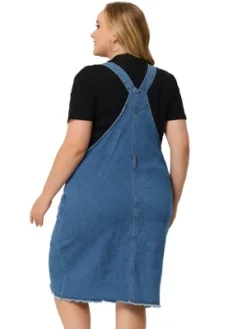Agnes Orinda Women's Plus Size Overall Distressed Racerback Jean Denim Suspender Dress -Agnes Orinda GUEST c4d6943d c8c6 46e2 aa87 d5f49a1b4e68