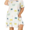 Agnes Orinda Women's Plus Size Short Sleeve Soft Comfy Lovely Cat Sleep Dress