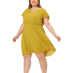 Agnes Orinda Women's Plus Size V Neck Elastic Waist Ditsy Floral Midi Dresses 23 Agnes Orinda Women's Plus Size V Neck Elastic Waist Ditsy Floral Midi Dresses -Agnes Orinda GUEST c53380d5 a486 4053 807e f93558ad8c61