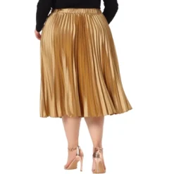 Agnes Orinda Women's Plus Size Pleated Stretched High Waist Premium Metallic Shiny Midi Skirts 9 Agnes Orinda Women's Plus Size Pleated Stretched High Waist Premium Metallic Shiny Midi Skirts -Agnes Orinda GUEST c54fbff3 a519 4e31 a792 def1fd07ce9a