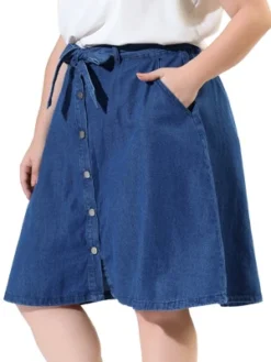Agnes Orinda Women's Plus Size Denim Tie Waist Button Front A-Line Midi Skirts 21 Agnes Orinda Women's Plus Size Denim Tie Waist Button Front A-Line Midi Skirts -Agnes Orinda GUEST c5c22cc5 813a 4bfe 935f 9bb6e08f7ad6