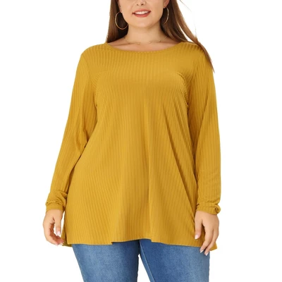 Agnes Orinda Women's Plus Size Plain Casual Split Side Long Sleeve Top 7 Agnes Orinda Women's Plus Size Plain Casual Split Side Long Sleeve Top - Image 5
