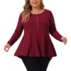 Agnes Orinda Women's Plus Size Peplum Half Zip Up Low Cut Short Sleeve Ruffle Blouse 1 Agnes Orinda Women's Plus Size Peplum Half Zip Up Low Cut Short Sleeve Ruffle Blouse -Agnes Orinda GUEST c61c835c 8d7c 4d27 b48d d01ed94110cc