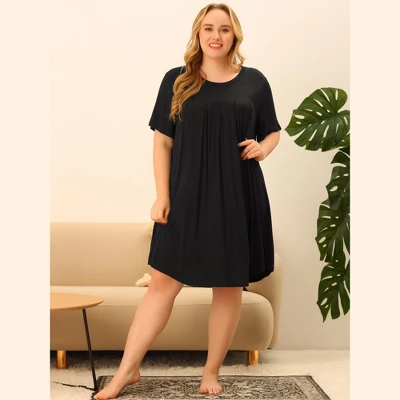 Agnes Orinda Women's Plus Size Comfort Solid Short Sleeve Nightgown 4 Agnes Orinda Women's Plus Size Comfort Solid Short Sleeve Nightgown - Image 2