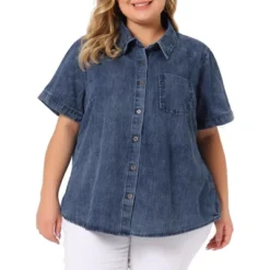 Agnes Orinda Women's Plus Size Jean Denim Short Sleeve Chest Pocket Button Down Shirt 15 Agnes Orinda Women's Plus Size Jean Denim Short Sleeve Chest Pocket Button Down Shirt -Agnes Orinda GUEST c6d38288 bc44 41f1 a32f b5ee276c175c