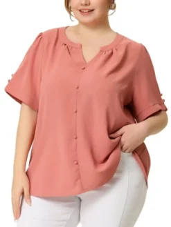 Agnes Orinda Women's Plus Size Dressy Ruched V Neck Short Sleeve Office Tops 11 Agnes Orinda Women's Plus Size Dressy Ruched V Neck Short Sleeve Office Tops -Agnes Orinda GUEST c7831ea6 42a9 4d11 8841 bc67f3773806