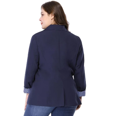 Agnes Orinda Women's Plus Size Work Fashion Notched Lapel Formal Blazer 6 Agnes Orinda Women's Plus Size Work Fashion Notched Lapel Formal Blazer - Image 4
