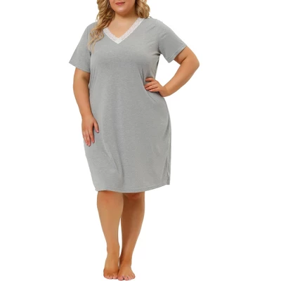 Agnes Orinda Women's Plus Size Solid Comfort Short Sleeves Nightgown 8 Agnes Orinda Women's Plus Size Solid Comfort Short Sleeves Nightgown - Image 6