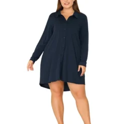 Agnes Orinda Women's Plus Size Solid Long Sleeve Button Down V-Neck Pajama Sleep Shirts 13 Agnes Orinda Women's Plus Size Solid Long Sleeve Button Down V-Neck Pajama Sleep Shirts -Agnes Orinda GUEST c829d574 03ad 4da3 a28d 66c3ecf19001
