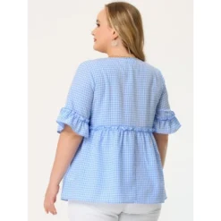 Agnes Orinda Women's Plus Size Plaid Peplum Sweetheart Neck Ruffle Sleeve Babydoll Blouse 9 Agnes Orinda Women's Plus Size Plaid Peplum Sweetheart Neck Ruffle Sleeve Babydoll Blouse -Agnes Orinda GUEST c89d9906 da17 4978 a2a2 a2ee76ebc79b