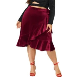 Agnes Orinda Women's Plus Size Skirt Ruffled Hem Velvet Wrap Skirts 11 Agnes Orinda Women's Plus Size Skirt Ruffled Hem Velvet Wrap Skirts -Agnes Orinda GUEST c9fd45ae cc44 4966 a58e d88b491e9267