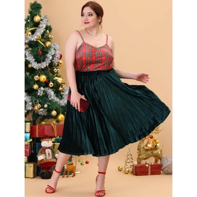 Agnes Orinda Plus Size Tops For Women Check Plaid Velvet Camisole Club Party Cami Top 4 Agnes Orinda Plus Size Tops For Women Check Plaid Velvet Camisole Club Party Cami Top - Image 2